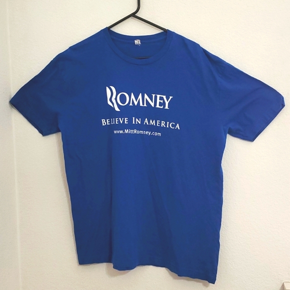 MITT ROMNEY 'Believe in America' blue short sleeve ommemorative graphic tee 2XL - Picture 2 of 4